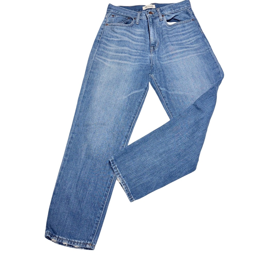 NWOT Madewell The Momjean High Rise Tapered Leg Blue Denim Jeans Womens Size 27